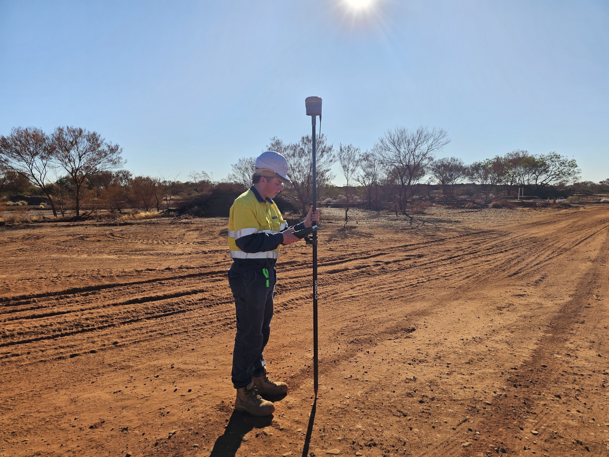 High-precision surveying equipment setup for infrastructure development project